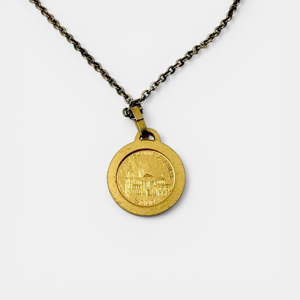 Vintage Gold Filled St Anne Necklace Catholic Medal 18 Inch Chain Religious Pend - Picture 6 of 8